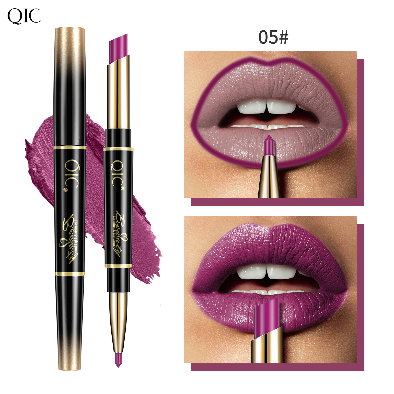 2-in-1 Dual-Ended Lipstick & Liner ✨ Matte Waterproof & Transfer-Proof! 💋 24H Non-Smudge Lip Combo 🌟 Kiss-Proof #LipHack #MatteLip #AllDayWear